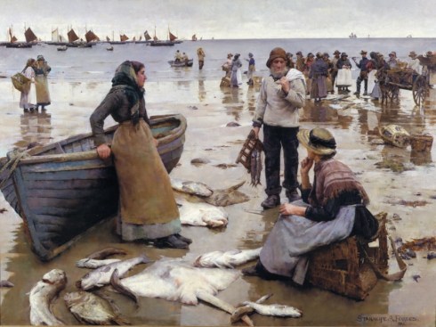 28 - Plymouth - Stanhope Forbes - A Fish Sale on a Cornish Beach - Hi Res